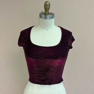 Y2K pink metallic crop tee